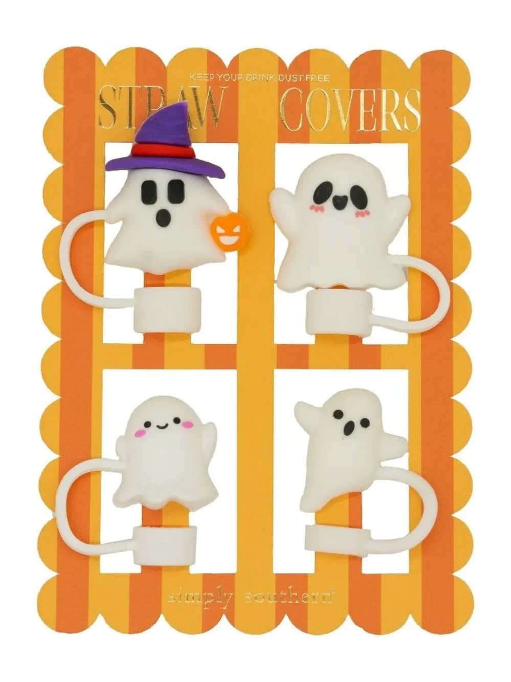 Simply Southern Ghost Straw Toppers Set of 4 Witch Halloween for Stanley Tumbler